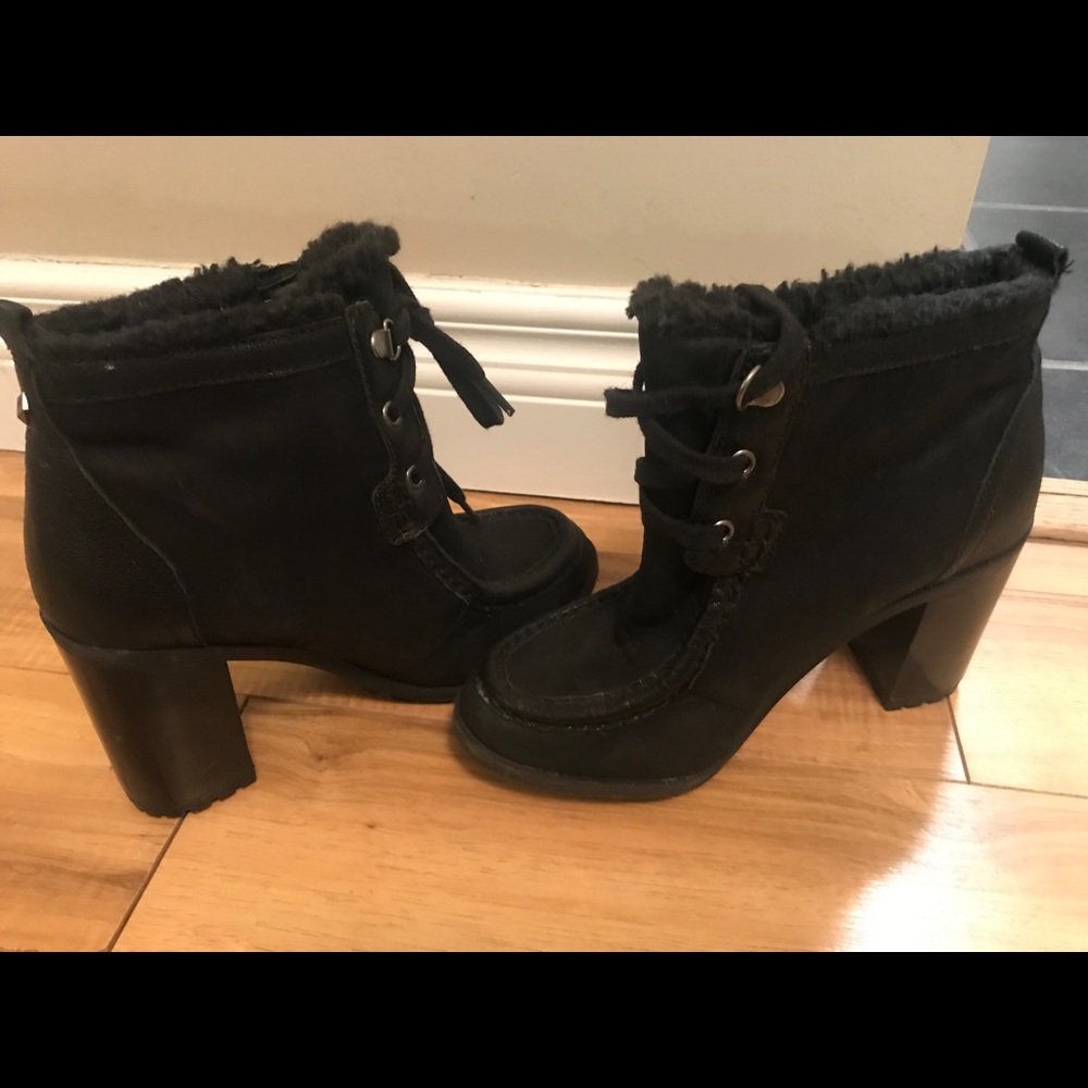Sam Edelman high heeled faux fur lined booties
